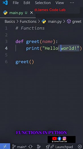 104K views · 1.9K reactions | Functions in Python  | James Code Lab | Facebook