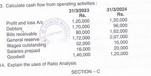 Calculate cash flow from operating activities using the followi... | Filo