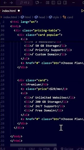 Create a Pricing Table with HTML & CSS | Beginner Web Development Project