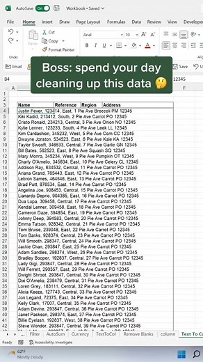 Keep your data clean with text to columns #exceltips #excel #spreadsheet