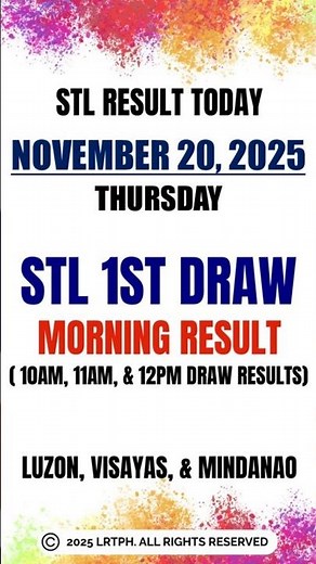 STL Today 1st Draw Result Nov 20 2025 - PCSO