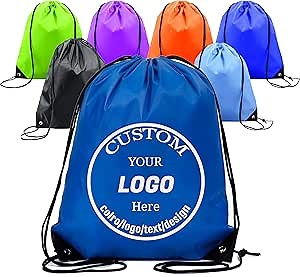 30/100/1000PCS Custom Drawstring Backpacks Logo/Text/Name, Personalized Gym String Backpack Bulk, Customize Nylon Bag Large Capacity Sports Storage Travel Backpack for Women Men