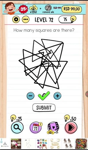 Brain Test Level 72 Walkthrough