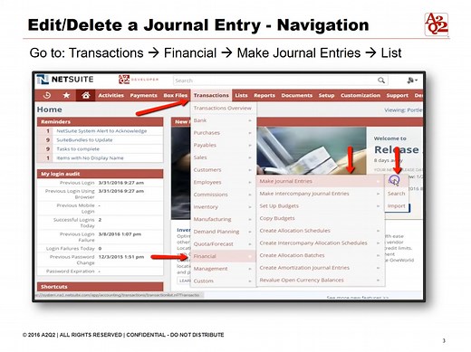 How to edit or delete a journal entry