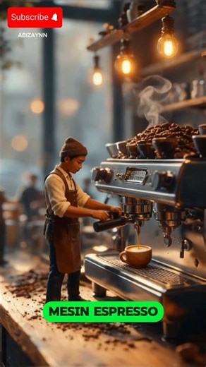 Kok Bisa?! Pekerja Mini Ini Membuat Kopi Memakai Mesin Kopi Raksasa!😱☕ #miniature #abizaynn #shorts