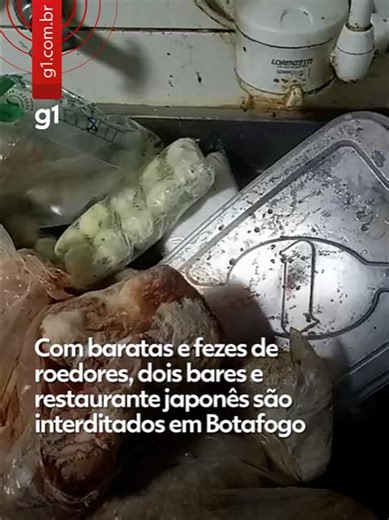 Eca 🤮 Dois bares e um restaurante japonês foram interditados, nesta sexta-feira (5), em #Botafogo, na #ZonaSul do #Rio, após fiscais da Secretaria Municipal de Ordem Pública (#Seop) e do Instituto Municipal de Vigilância Sanitária (IVISA-Rio) encontrarem baratas e fezes de roedores nas cozinhas. Ao todo, 11 locais foram fiscalizados e 10 multas, de cerca de R$ 4 mil cada, foram aplicadas por irregularidades como falta de #higiene, alimentos impróprios para consumo e infestação de pragas. Durant