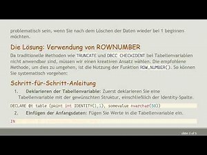 Wie man eine IDENTITY-Spalte in einer T-SQL-Tabellenvariable neu initialisiert