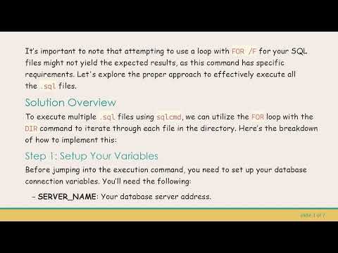 How to Find and Execute .sql Files in a Directory Using sqlcmd