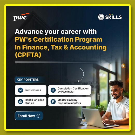 Want to upgrade your finance skills? Learn Finance, Tax, GST, and Accounting in just 4 months with PwC India Certified Training. 📌 Live & Recorded Classes 📌 Real Case Studies by PwC Experts 📌 Hands-on Training with Excel & ZOHO Upskill now and stand out in your career journey! | PW Skills