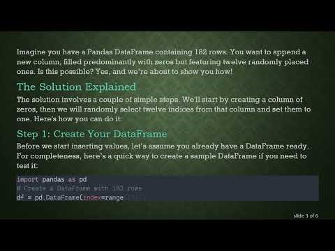 How to Insert 1's Randomly into a Pandas DataFrame Column in Python