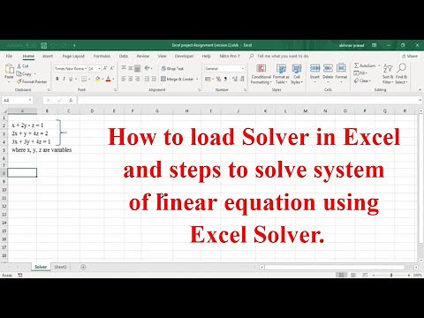 Solving system of linear equation using excel solver #Excel #Solver