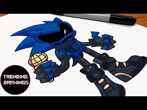 How To Draw FNF MOD Character - Minus Sonic EXE Easy Step by Step