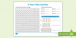 8 Times Table - KS2 Mathematics Worksheet