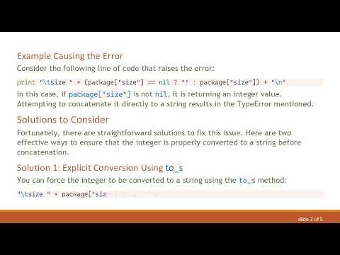 Resolving the + ': no implicit conversion of Integer into String (TypeError) in Ruby