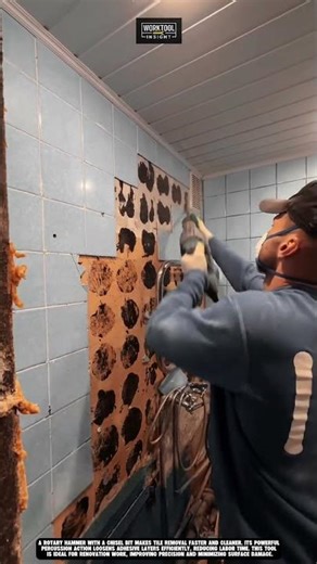 Removing wall tiles quickly with rotary hammer