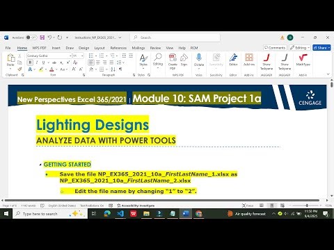 SAM Project 1a Excel Module 10 | Lighting Designs