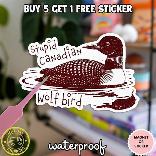 Stupid Canadian Wolf Bird Sticker, Waterproof Vinyl, LGBT Hockey Team (laptop Decal) - Etsy