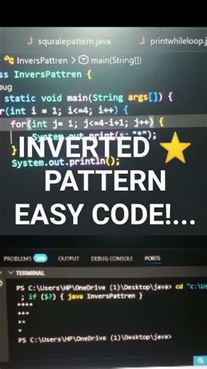 Java programming || Star pattern short video 21 second me seekhe ⭐✨