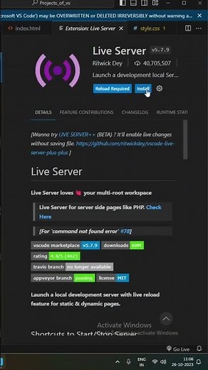 How to enable Live Server in Visual Studio Code
