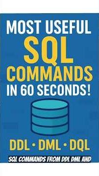 What are DDL, DML and DQL Commands in SQL #databasetuning
