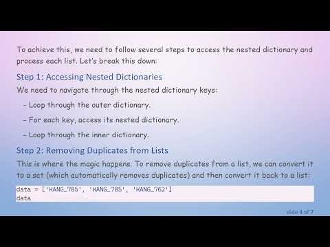 How to Remove Duplicate Values in a Nested Dictionary Using Python