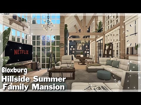 BLOXBURG: Hillside Summer Family Mansion Speedbuild (interior + full tour) Roblox House Build
