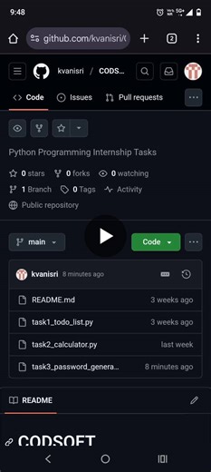 #codsoft #internship #python #learning #programming | Vanisri Kota