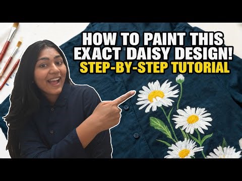 “Fabric Painting on Shirt | How to Paint Realistic Daisies Step-by-Step 🌼”