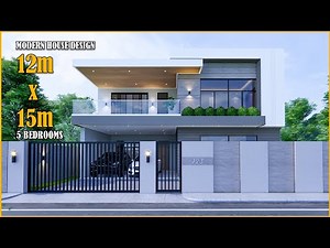 House Design | Modern House 2 Storey | 12m x 15m with 5 Bedrooms