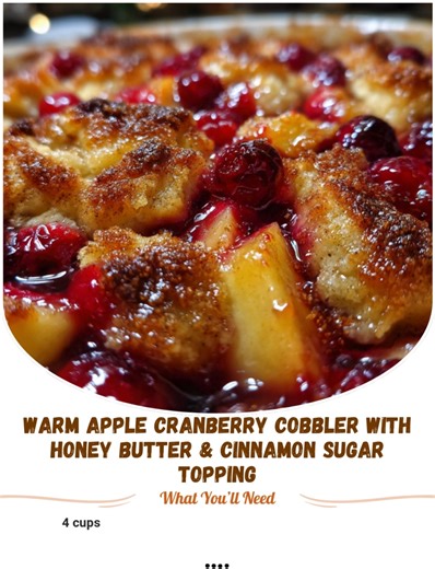WARM APPLE CRANBERRY COBBLER WITH HONEY BUTTER & CINNAMON SUGAR TOPPING 🍎🍯🍒🍂 Prep Time: 20 minutes | Cook Time: 40 minutes | Total Time: 1 hour | Servings: 6–8 INGREDIENTS: For the Fruit Filling: 4 cups apples, peeled and sliced (Honeycrisp or Fuji) 1 1/2 cups fresh or frozen cranberries 1/3 cup maple syrup or honey .. | Sophy Recipes