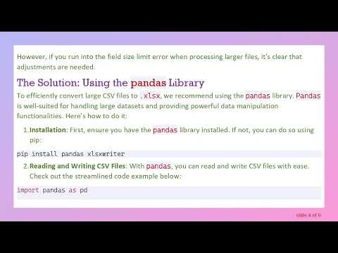 Converting Large CSV Files to Excel Using Python 3