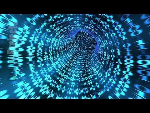 Looping animation of a binary code tunnel - blue