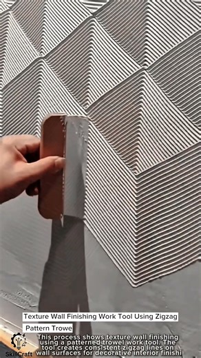 Texture Wall Finishing Work Tool Using Zigzag Pattern Trowel #worktool