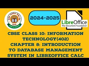 CBSE CLASS 10| Information Technology (402)| Chapter 8: Introduction to Database Management System