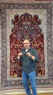 Isfahan Silk Persian Carpet with Mehrab Pictorial Design