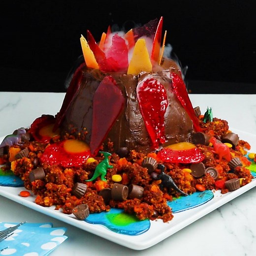 1.1M views · 3.4K reactions | This show-stopping volcano cake is perfect for a post-quarantine birthday party.  Get the recipe: https://tasty.co/recipe/volcano-cake | Tasty | Facebook