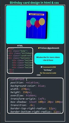 Creative Birthday Card Using HTML & CSS 🎉 | Coding Project for Beginners