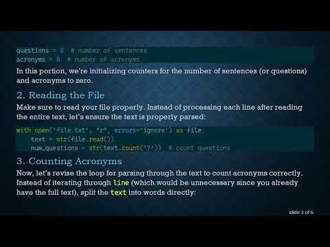 How to Count Acronyms in Sentences Saved in a TXT File