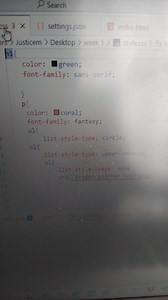 cssh1{ color: green; font-family: sans-serif;}p{ color: c... | Filo