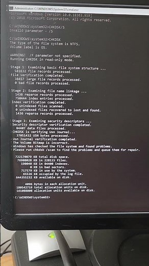 CHKDSK using the command prompt