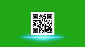 QR code scanning animation. QR code scan effect on green screen.