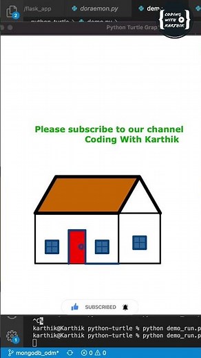 🤩 Very easy to Draw House using Python Turtle Graphics | Python Turtle Graphics 6 #CodingWithKarthik