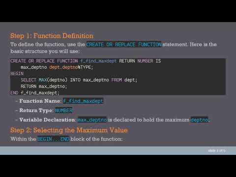 Discovering the Maximum DEPTNO with PL/SQL Functions