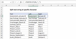Split text string at specific character