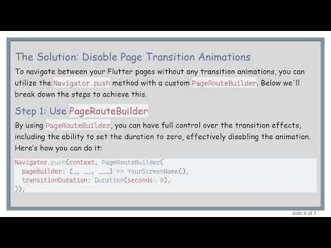 How to Turn Off Flutter Page Transition Animations