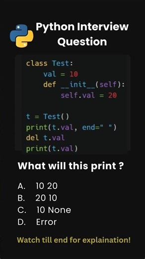 Day 42 | Python Interview Questions | Instance vs Class Variable🔥 #python #shorts #coding #dailycode
