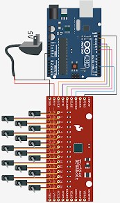 arduino uno   power supply (PC)   tlc5940   servo 9g
