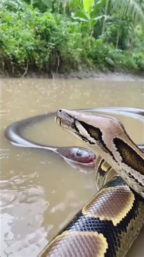 This Real Jungle Face-Off Between a Python and Electric Eel Is Intense. #wildlife