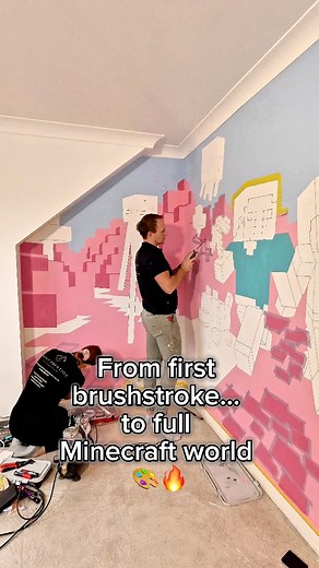 The Minecraft mural is complete! 🖌️✨ From the very first sketch to the final block — all painted by hand. This one was pure fun to create! 🎮💥 #PaintPrestigeMurals #MinecraftMural #MuralArtistUK #FeatureWallGoals #WallArtUK #CustomMural #HandPainted #KidsRoomDesign | Paint Prestige Murals