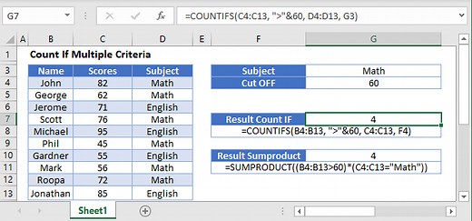 Count If Multiple Criteria Excel and Google Sheets